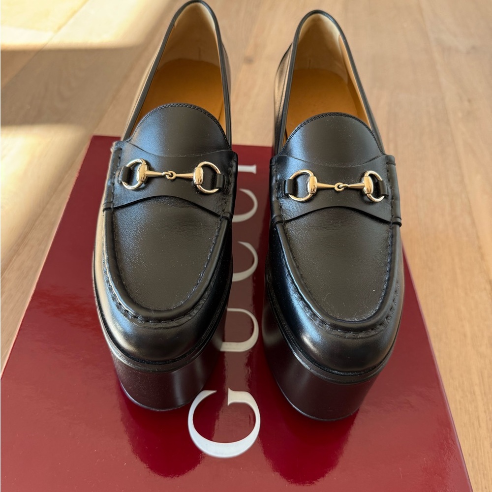2024 Gucci Black Platform Loafers….. Worn only for an hour!!!!